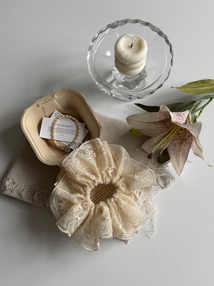 Lace Embroidery Hair Scrunchie
