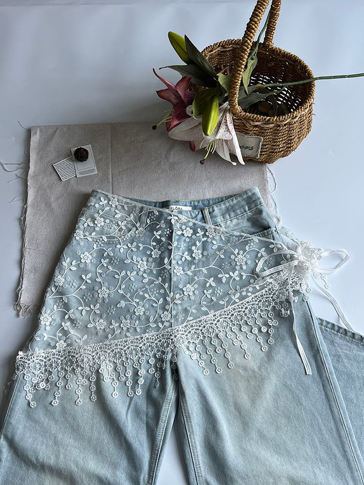 The Flower Embroidery Triangular Headscarf