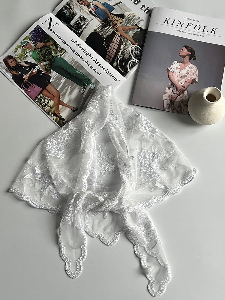 The Embroidered Triangular Lace Headscarf