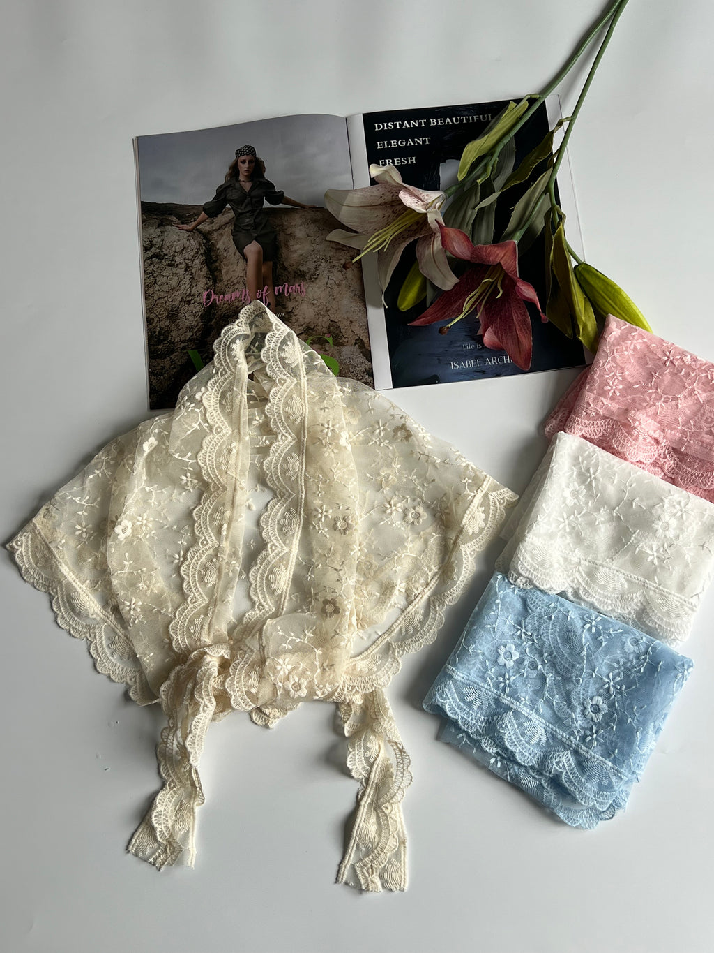 Vintage French Lace Triangle Scarf