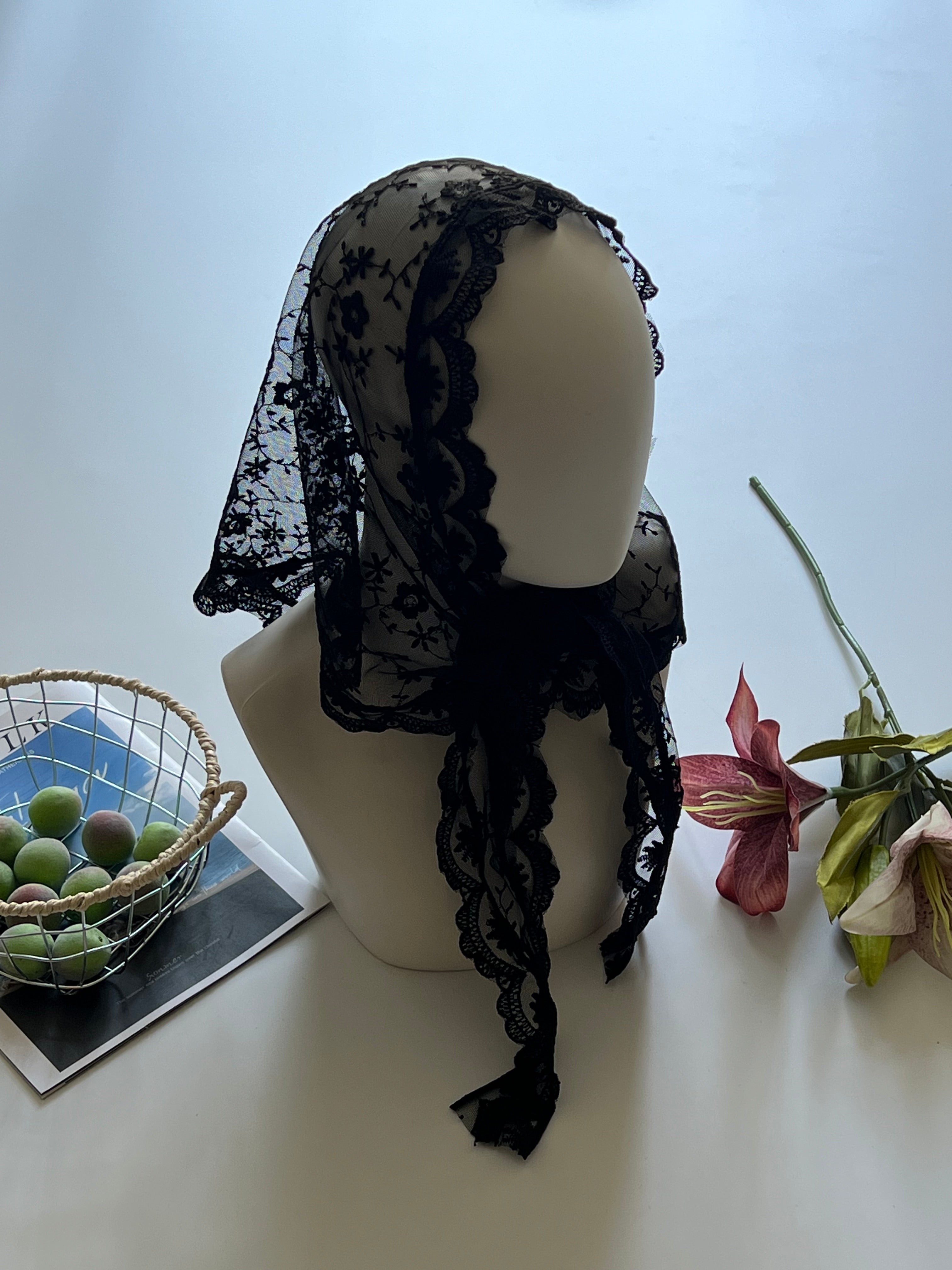 Vintage French Lace Triangle Scarf