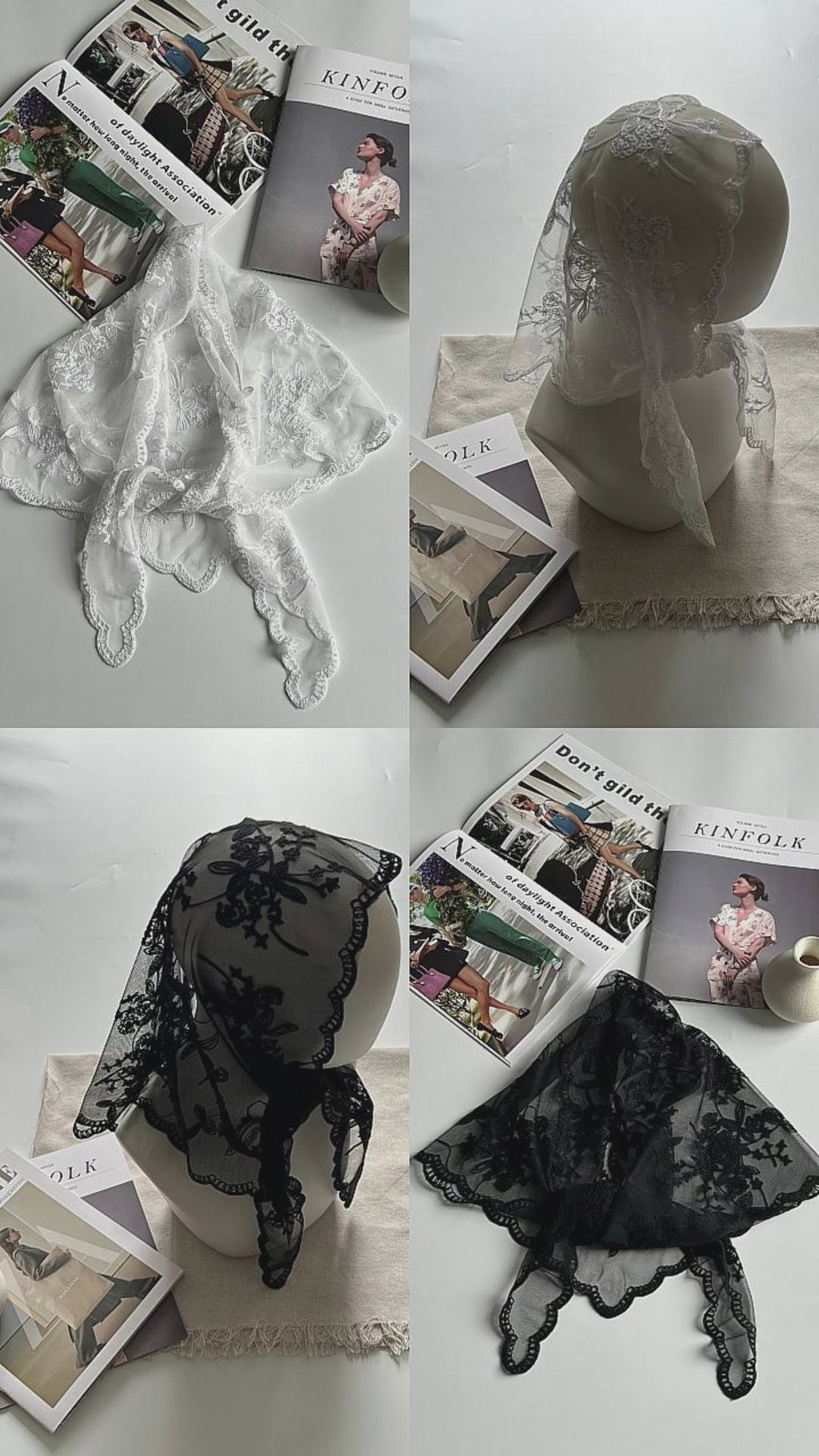 The Embroidered Triangular Lace Headscarf